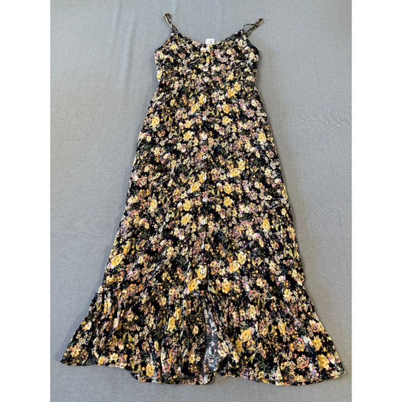 NWOTs Sadie & Sage black floral strappy V neck maxi dress Size S boho Romantic - Picture 7 of 9